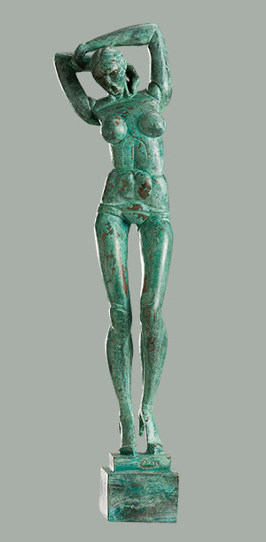Patinated bronze female figure. 2014